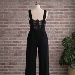 Dark Feminine Lace Wide Leg Evening Jumpsuit Chic